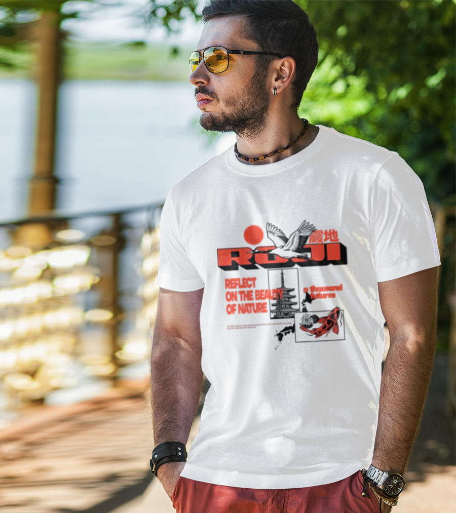 Unik Clothing Store Roji White Reflect On The Beauty Of Nature A Thousand Futures Koi Birds T-Shirt