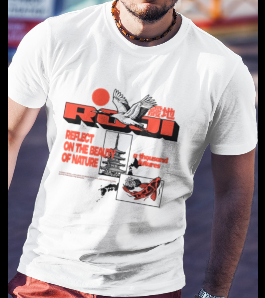 Unik Clothing Store Roji White Reflect On The Beauty Of Nature A Thousand Futures Koi Birds T-Shirt
