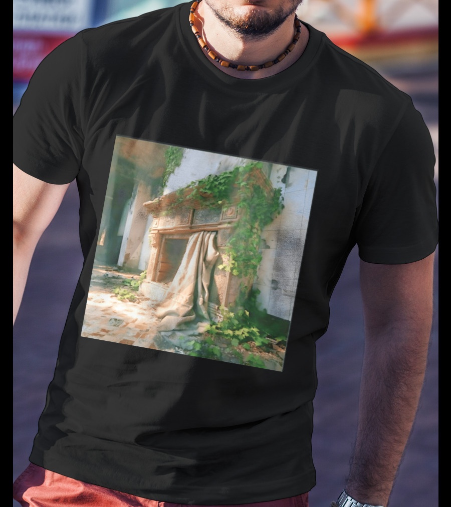 Abandoned Fireplace With Overgrown Ivy And Ruins Ambience T-Shirt