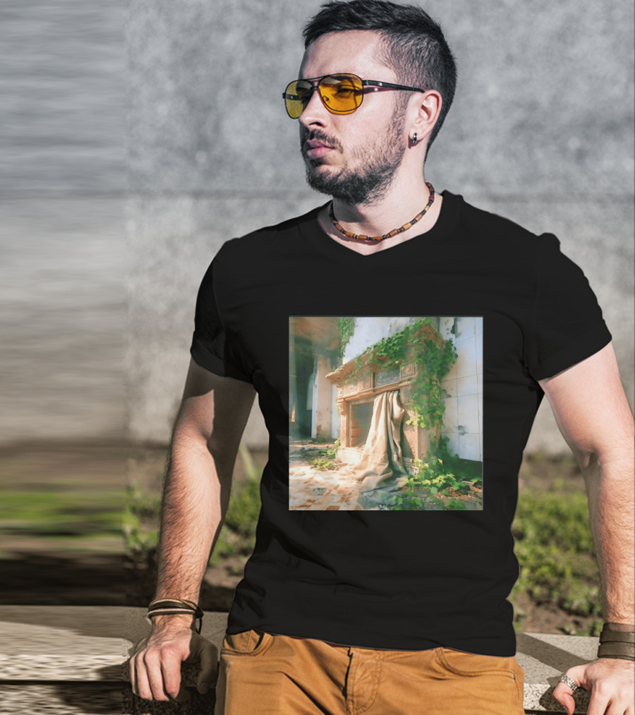 Abandoned Fireplace With Overgrown Ivy And Ruins Ambience T-Shirt