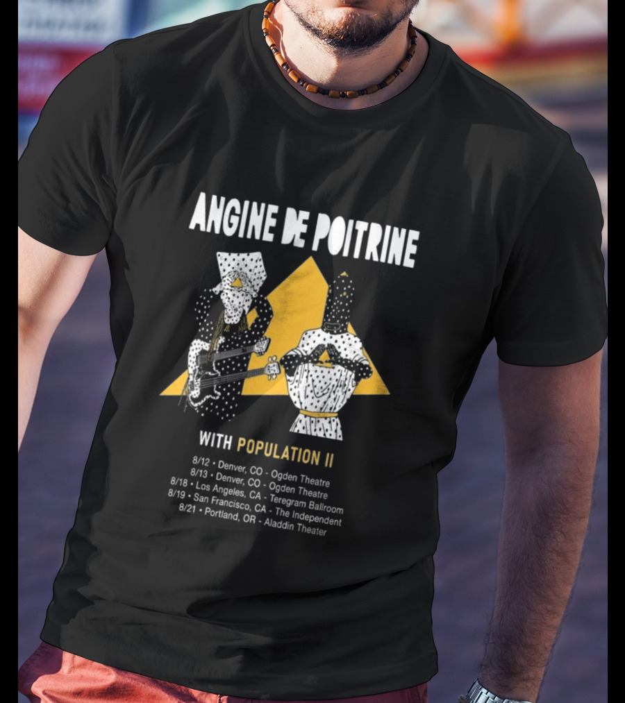Angine De Poitrine With Population II Denver Ogden Theatre August 12 2026 Concert T-Shirt