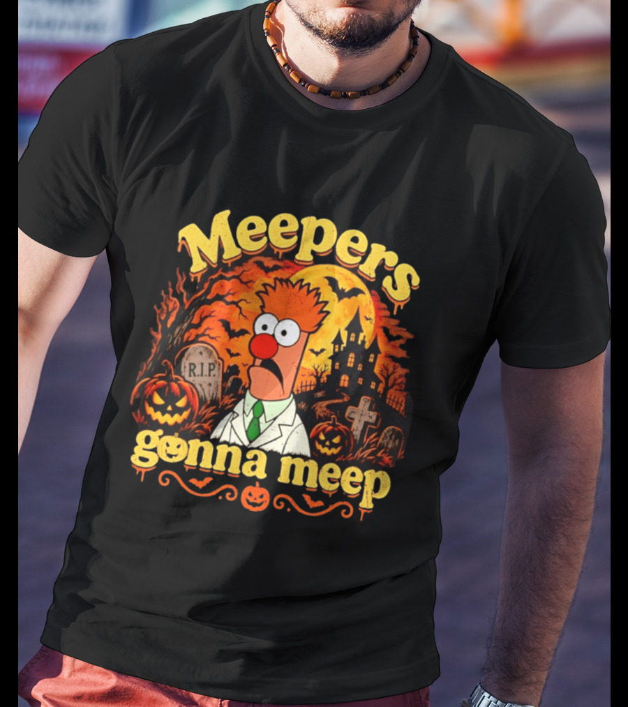 Meepers Gonna Meep Halloween The Muppets Beaker Spooky Scene T-Shirt