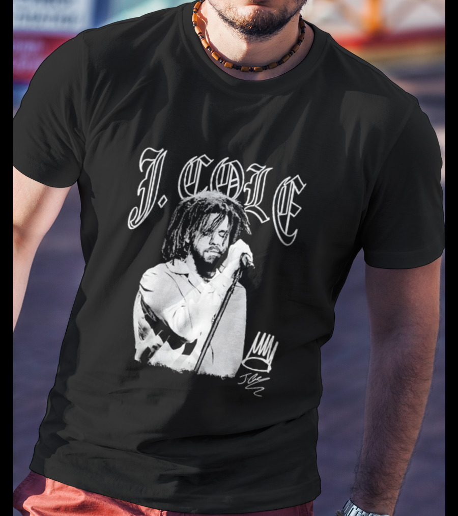 J Cole Dreamville Hip Hop Portrait Style Microphone T-Shirt