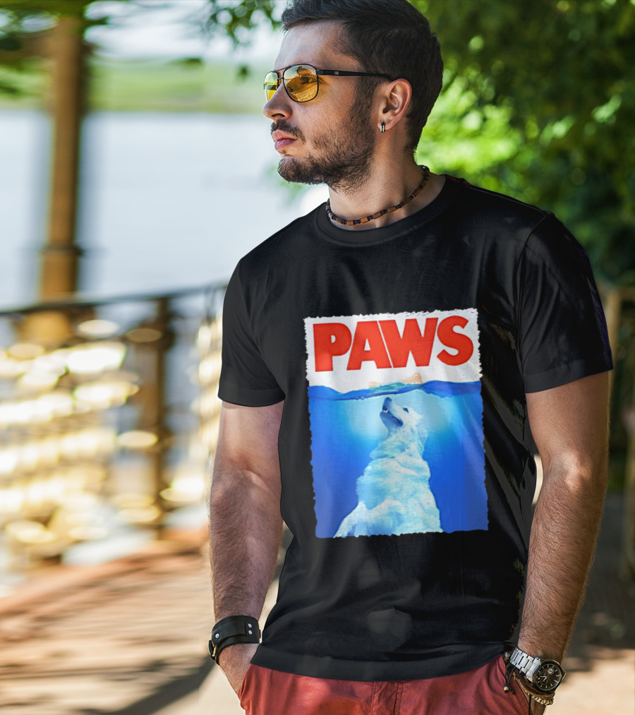 PAWS Classic Parody With Diving Dog Image T-Shirt