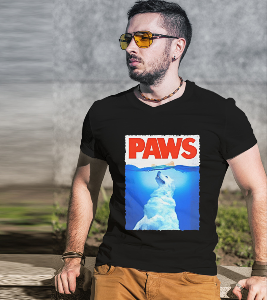 PAWS Classic Parody With Diving Dog Image T-Shirt