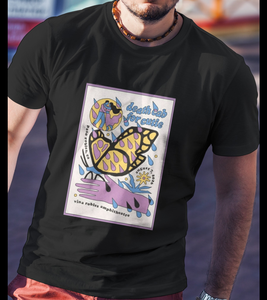 Death Cab For Cutie Paso Robles Vina Robles Amphitheatre August 7 2026 Butterfly T-Shirt