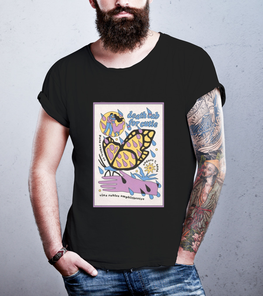 Death Cab For Cutie Paso Robles Vina Robles Amphitheatre August 7 2026 Butterfly T-Shirt