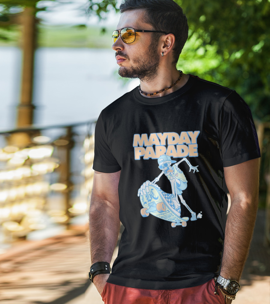 Mayday Parade Skeleton Skater With LBC 72626 Board T-Shirt