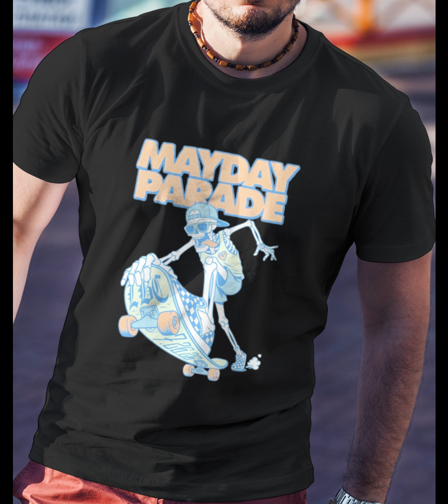 Mayday Parade Skeleton Skater With LBC 72626 Board T-Shirt