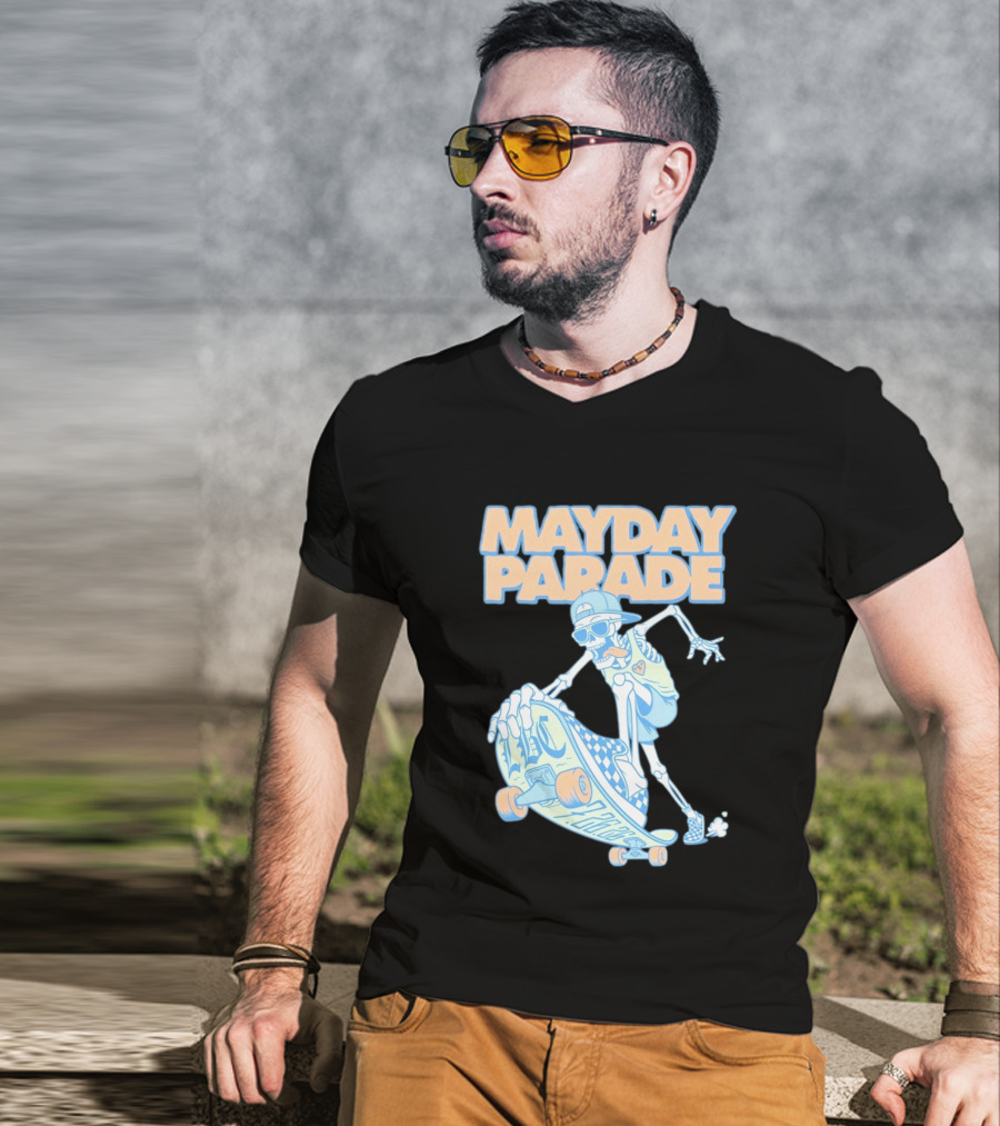 Mayday Parade Skeleton Skater With LBC 72626 Board T-Shirt