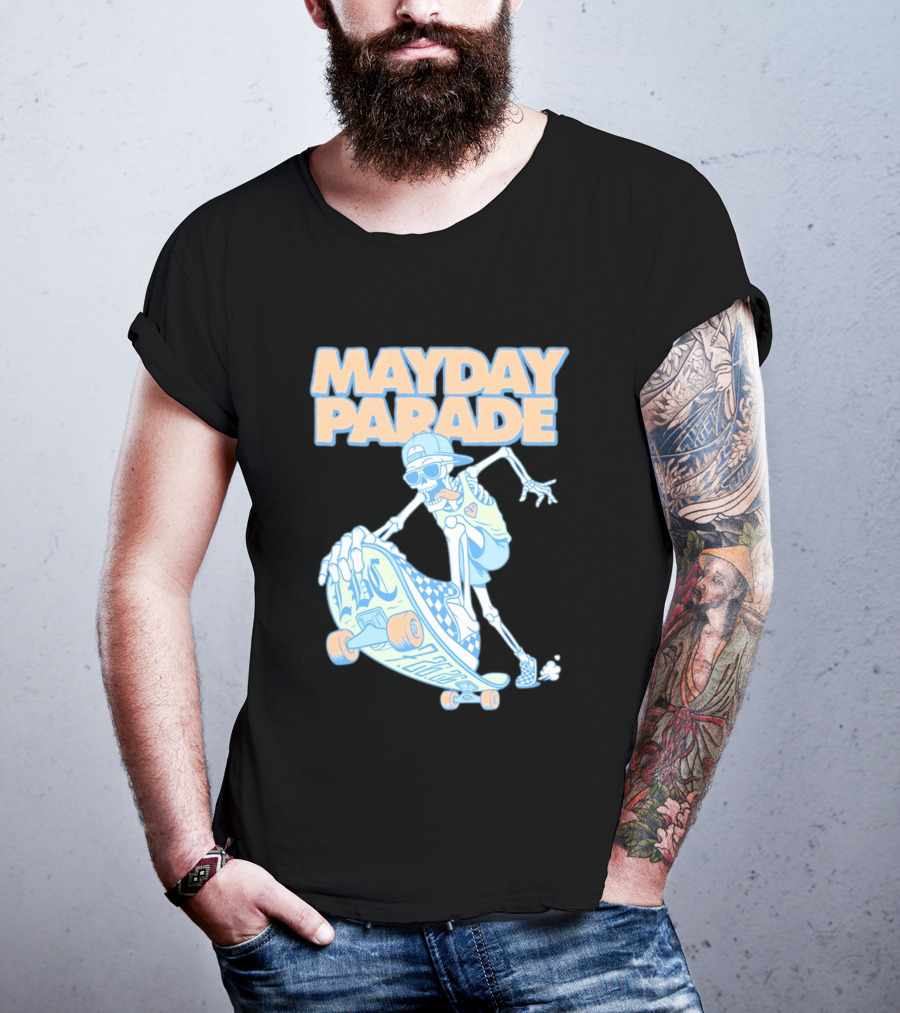 Mayday Parade Skeleton Skater With LBC 72626 Board T-Shirt