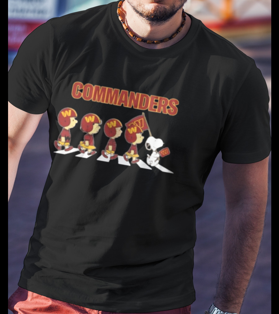 Peanuts Characters Marching On Abbey Road With Washington Commanders T-Shirt