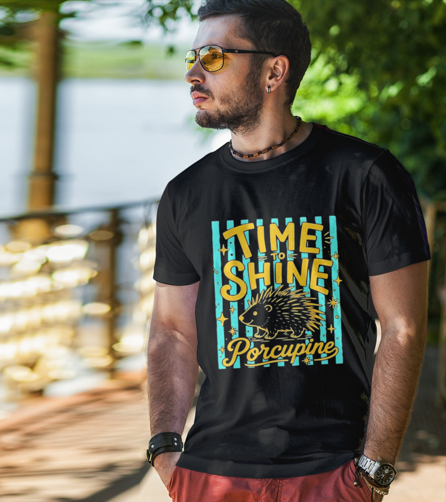 Time To Shine Porcupine Bright Animal Nature T-Shirt
