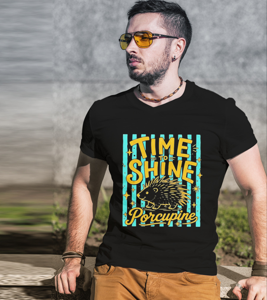 Time To Shine Porcupine Bright Animal Nature T-Shirt
