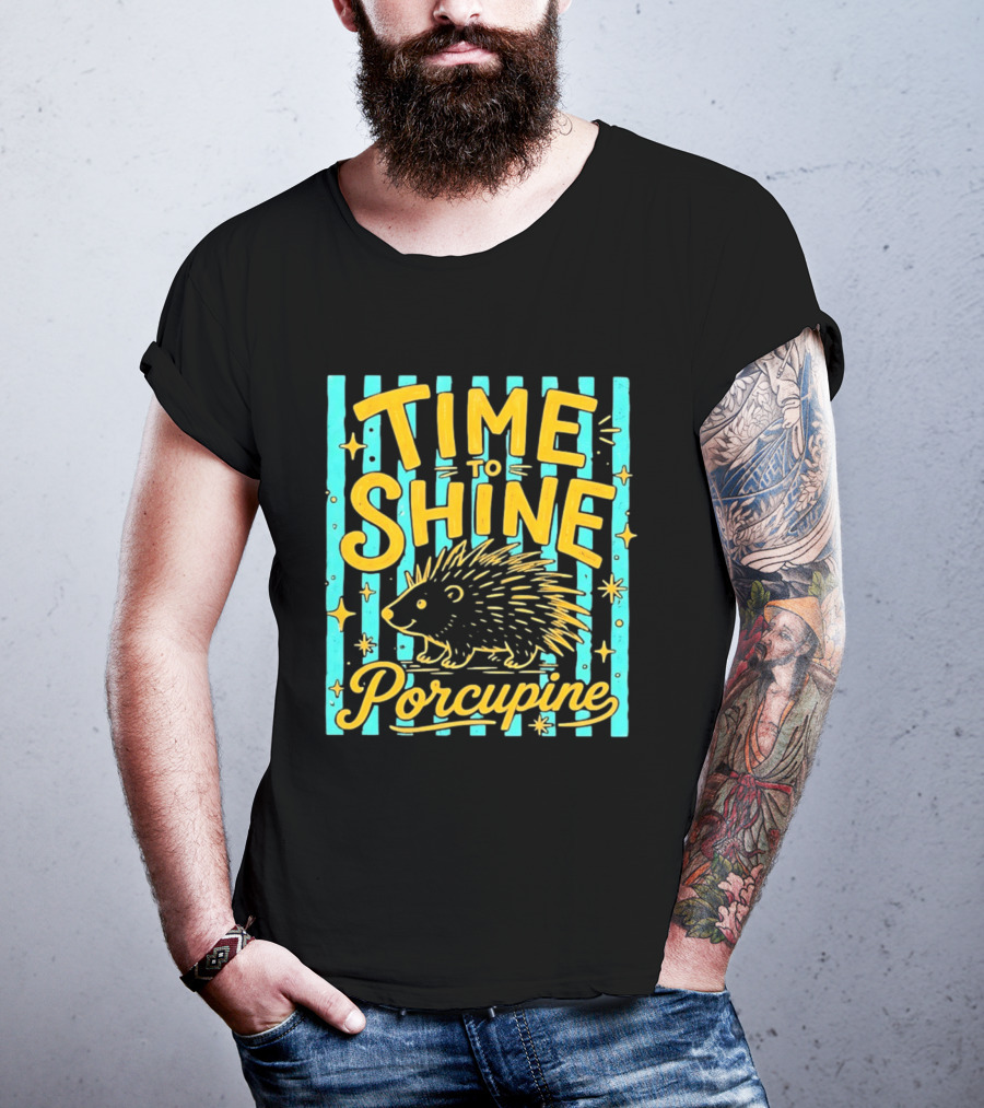 Time To Shine Porcupine Bright Animal Nature T-Shirt