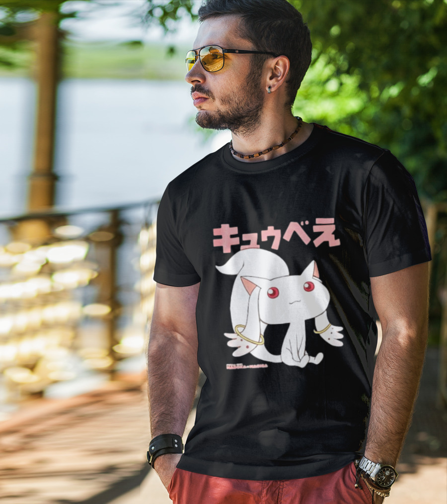 Puella Magi Madoka Magica Kyubey Anime Character Red Eyes T-Shirt