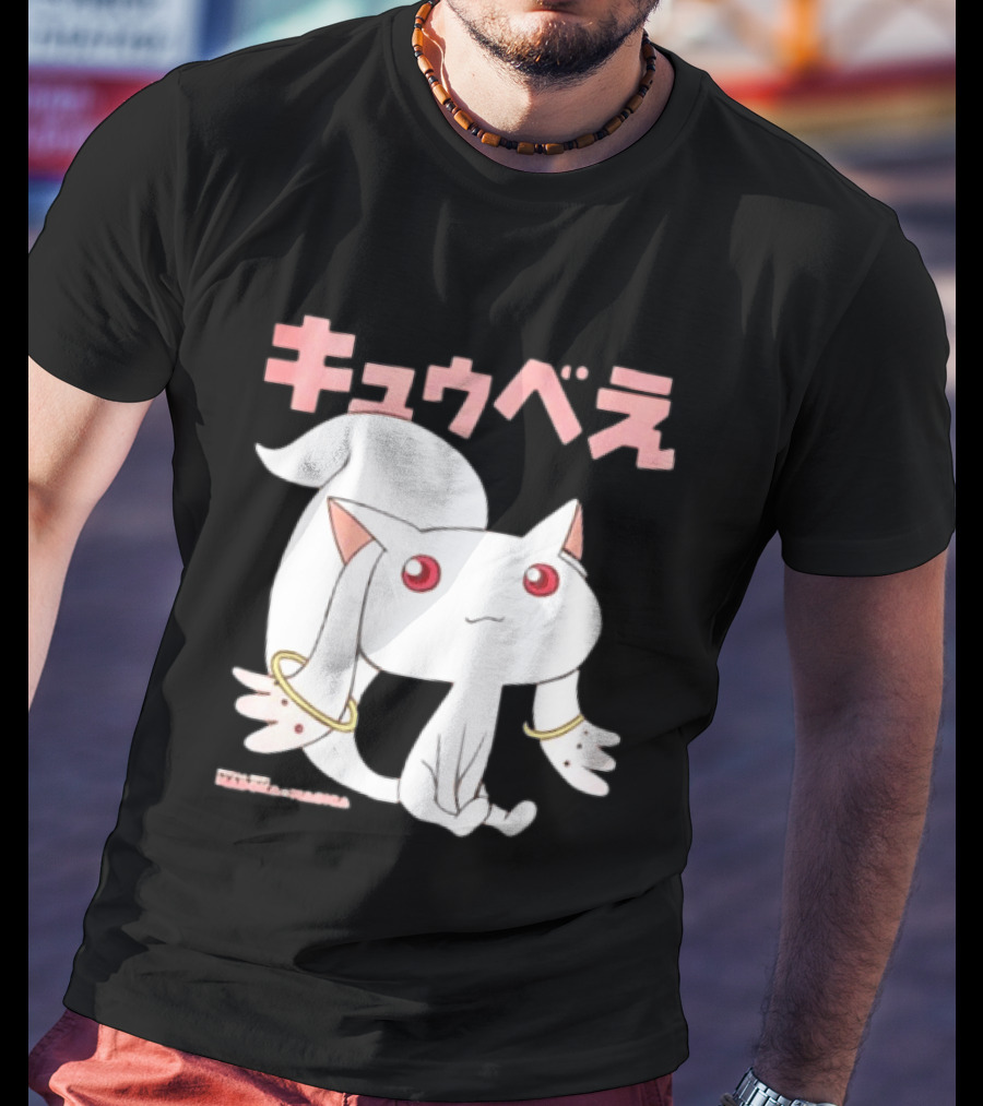 Puella Magi Madoka Magica Kyubey Anime Character Red Eyes T-Shirt
