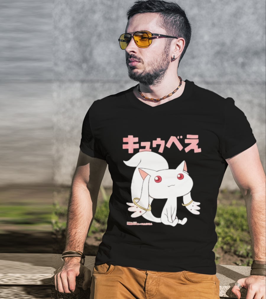 Puella Magi Madoka Magica Kyubey Anime Character Red Eyes T-Shirt
