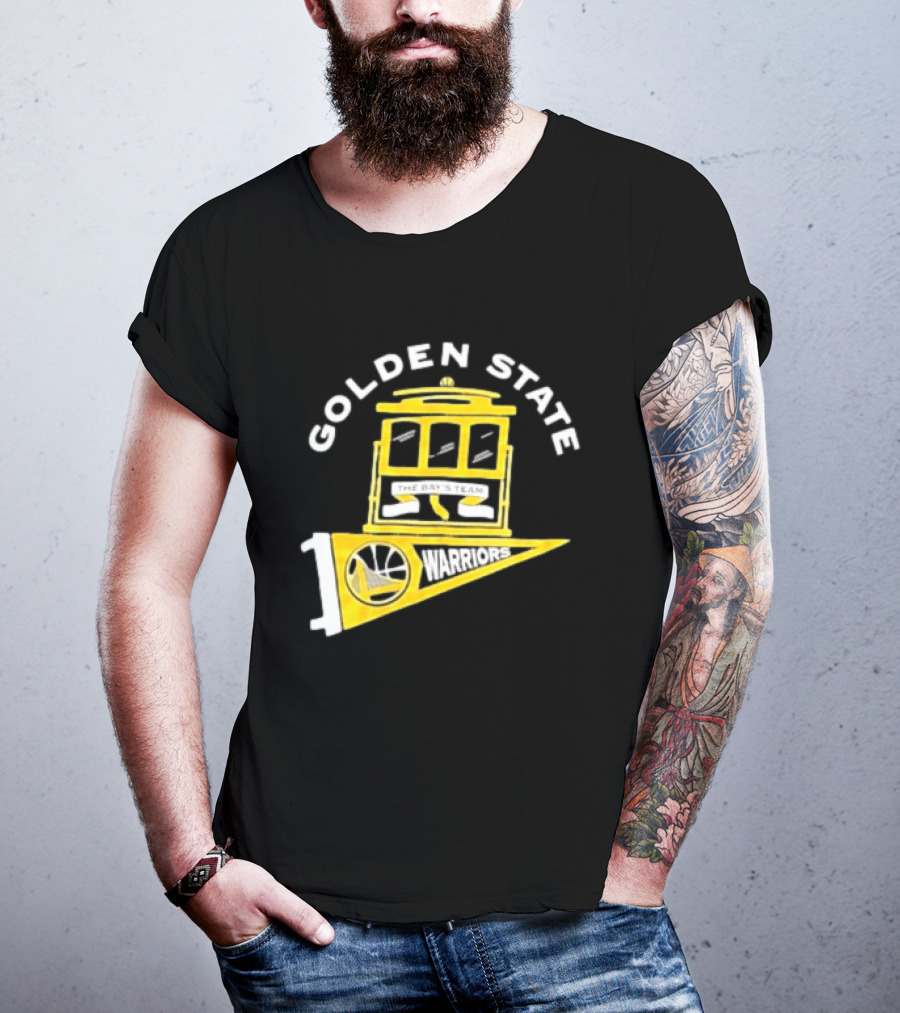 Golden State Warriors The Bays Team Warriors Banner And Cable Car T-Shirt
