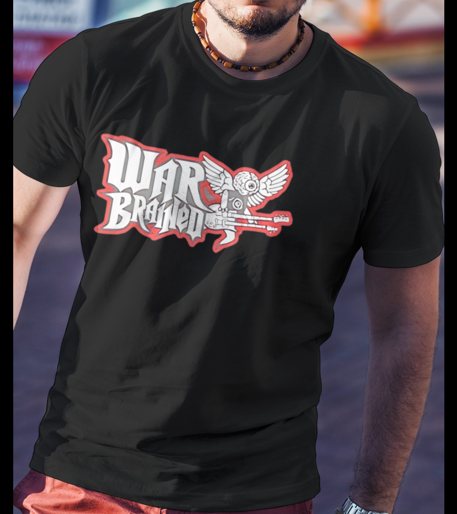 Quannic War Brained Alternative Rock Indie Music Winged Guitar Brain T-Shirt