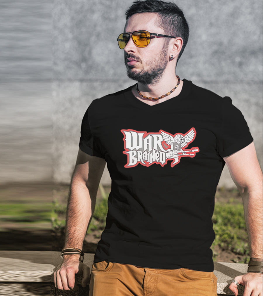 Quannic War Brained Alternative Rock Indie Music Winged Guitar Brain T-Shirt