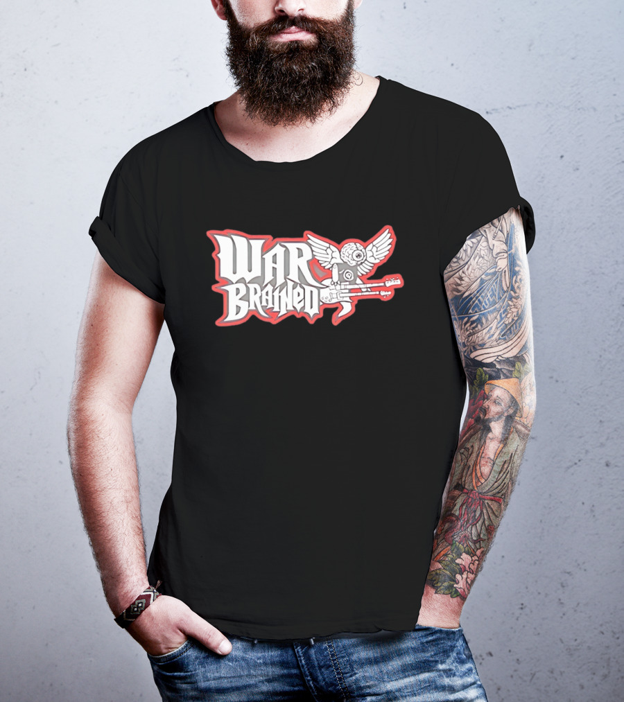 Quannic War Brained Alternative Rock Indie Music Winged Guitar Brain T-Shirt
