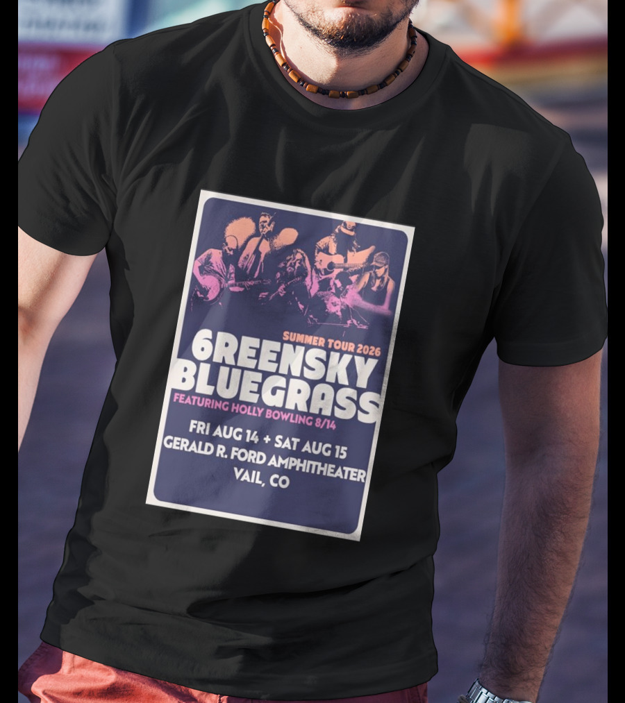 Greensky Bluegrass Summer Tour 2026 Vail CO Featuring Holly Bowling Aug 14 15 Gerald R Ford Amphitheater T-Shirt