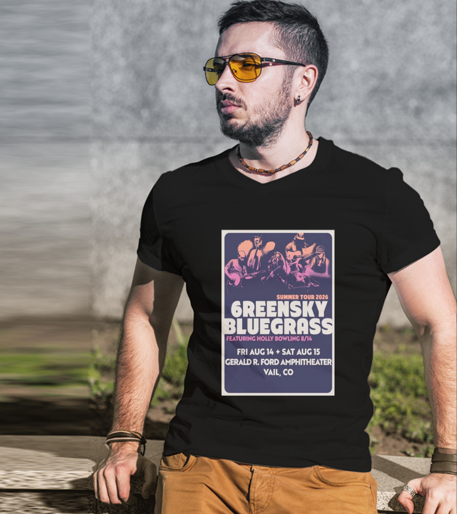 Greensky Bluegrass Summer Tour 2026 Vail CO Featuring Holly Bowling Aug 14 15 Gerald R Ford Amphitheater T-Shirt