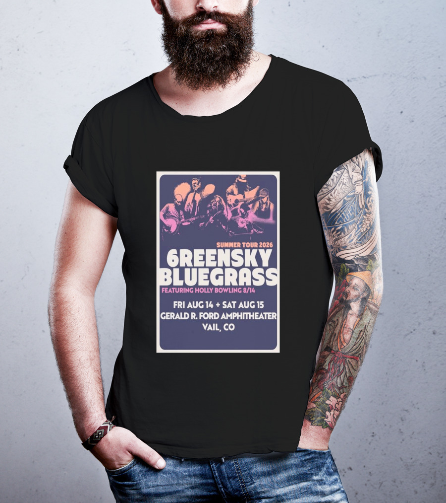 Greensky Bluegrass Summer Tour 2026 Vail CO Featuring Holly Bowling Aug 14 15 Gerald R Ford Amphitheater T-Shirt