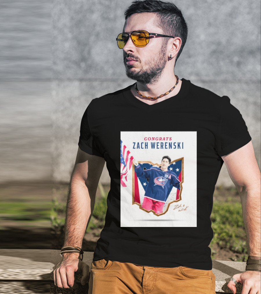 Congrats Zach Werenski USA Columbus Blue Jackets Hockey Celebration T-Shirt