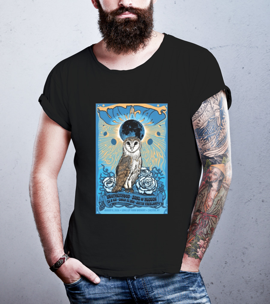 HamJam Festival August 8 2026 Owl And Roses Brotherhood Sons Of Hudson Long Lot Farm Brewery Chester NY T-Shirt