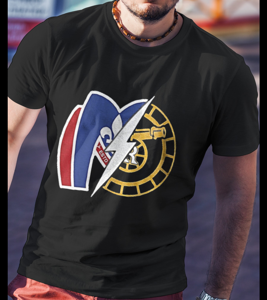 Boston Raiders Montreal Metros Hockey Rivalry Shane Ilya ESTD Fleur De Lis Puck T-Shirt