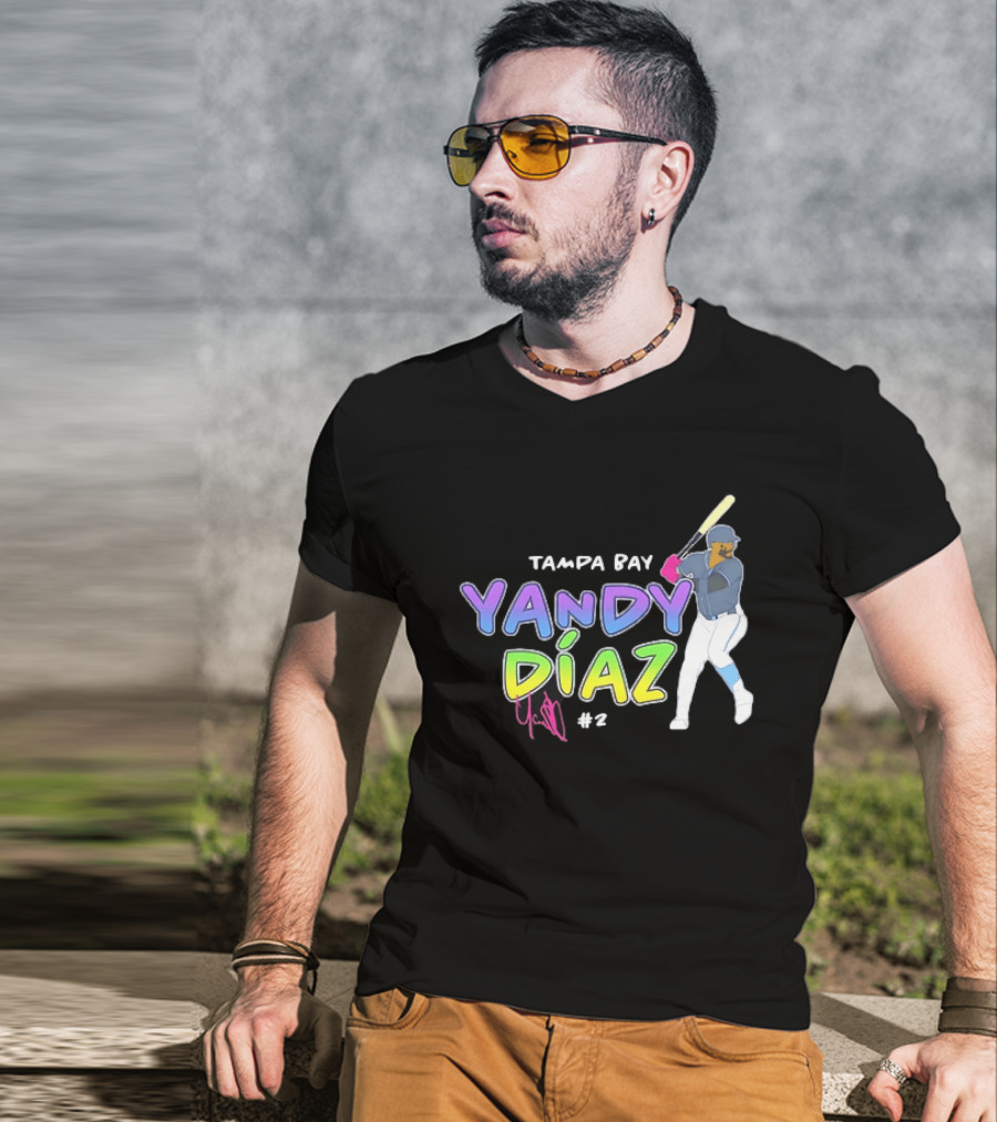 Tampa Bay Yandy Díaz #2 Baseball Player T-Shirt