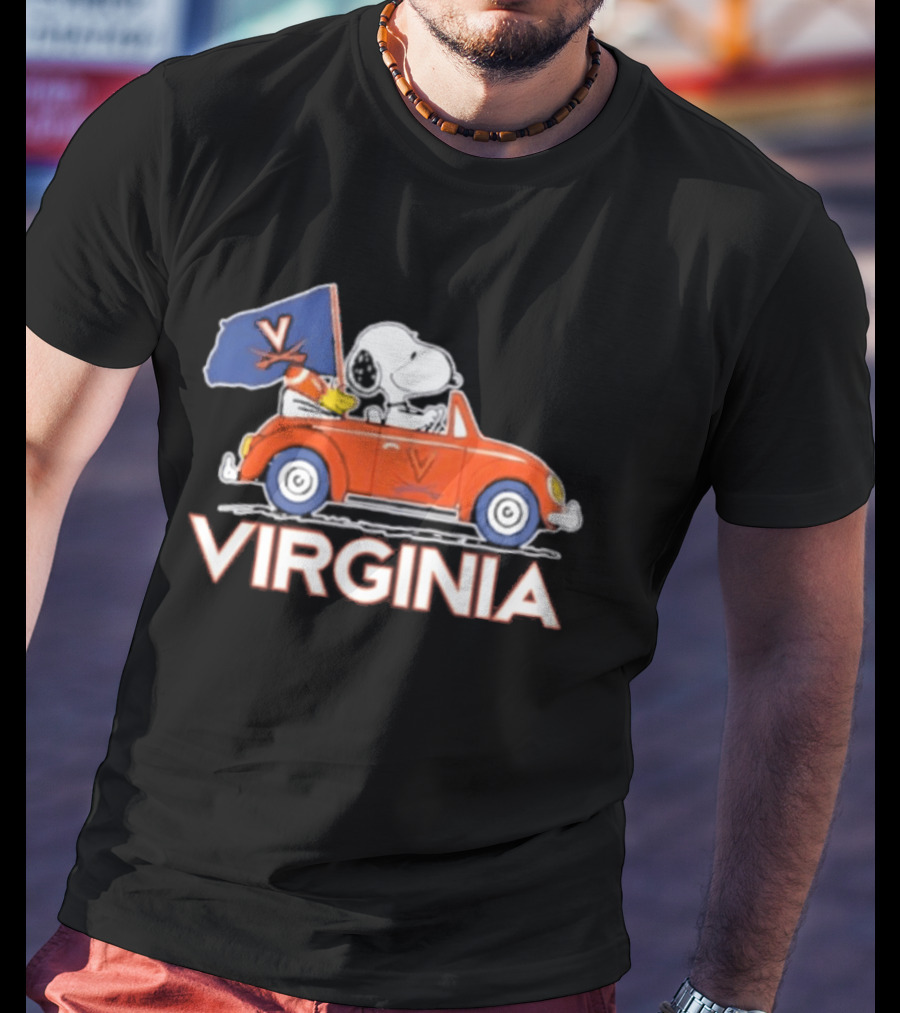 Snoopy Driving Car Virginia Cavaliers Football Fan Spirit T-Shirt