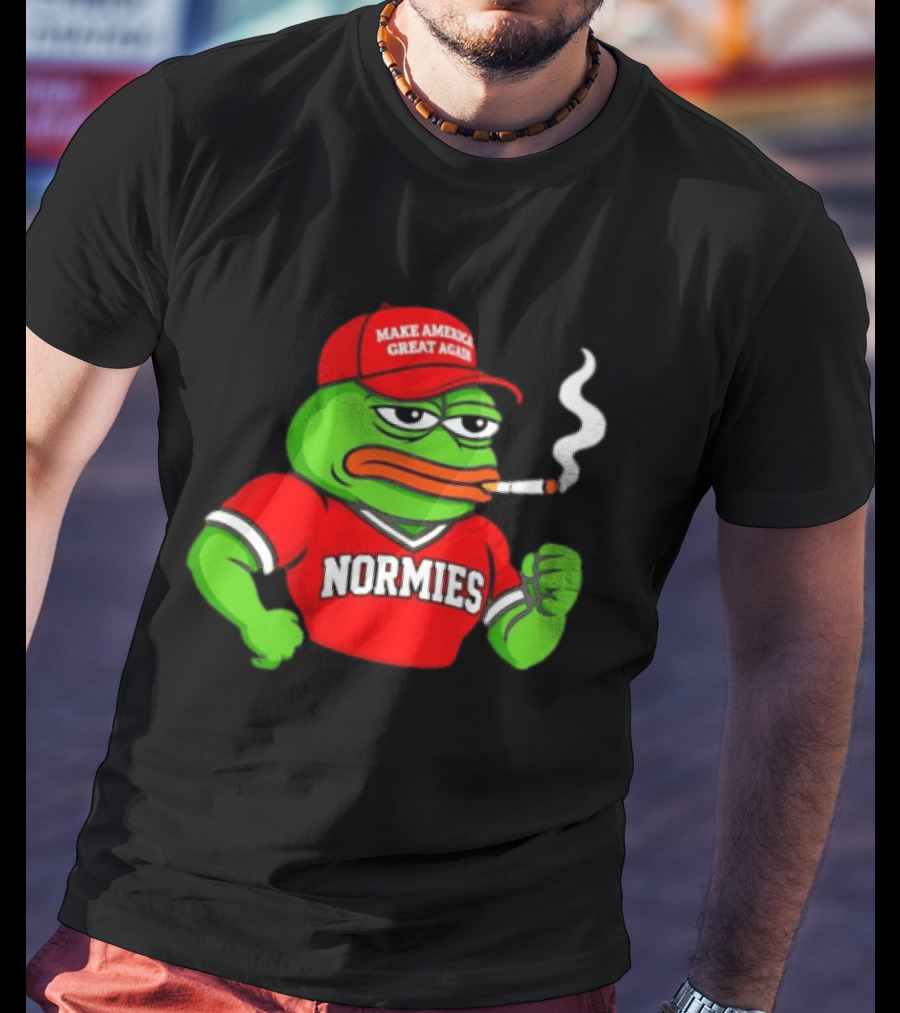 Pepe The Frog Smoking Wearing Normies Make America Great Again Red Hat T-Shirt