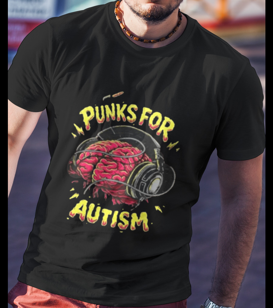 Punks For Autism Brain Headphones T-Shirt