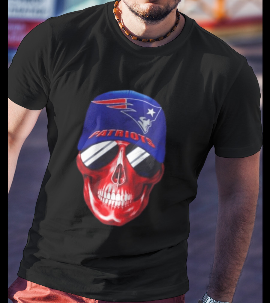 New England Patriots Cap Skull Smiling For Fans T-Shirt