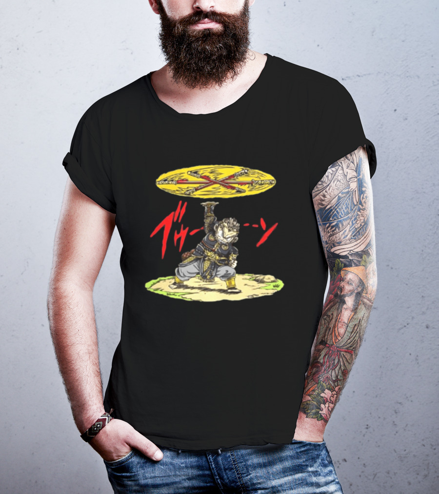Ton Wukong Rotate The Stick Yellow Red Cartoon T-Shirt