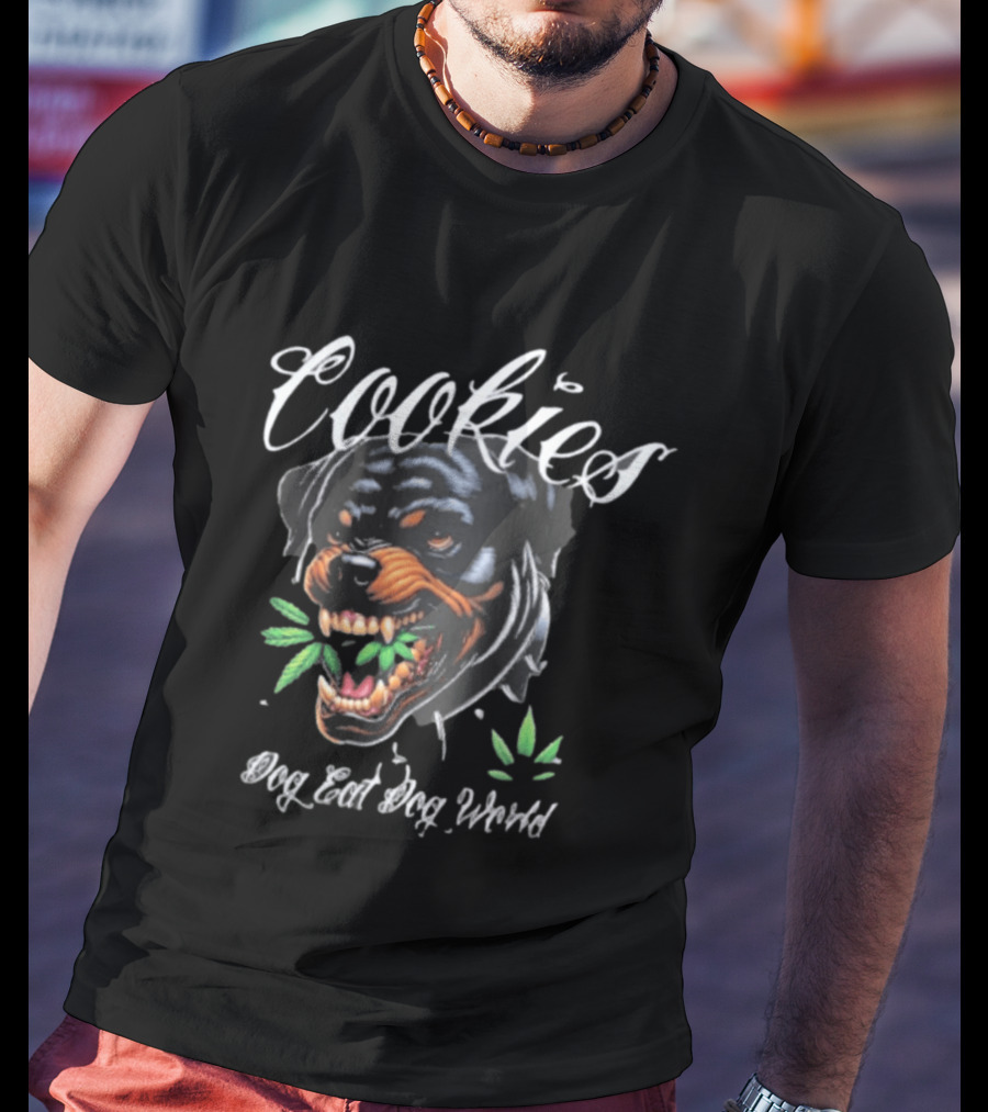 Cookies Dog Eat Dog World Rottweiler With Leaf T-Shirt