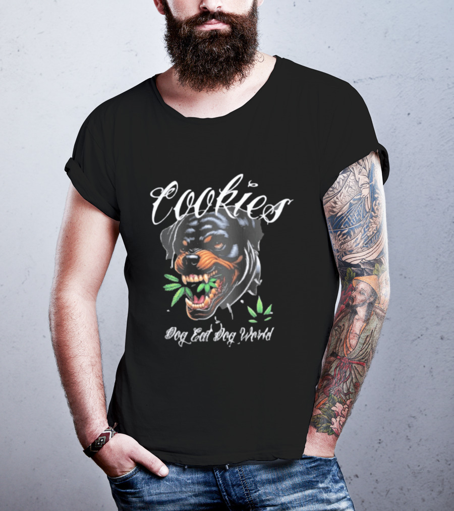 Cookies Dog Eat Dog World Rottweiler With Leaf T-Shirt