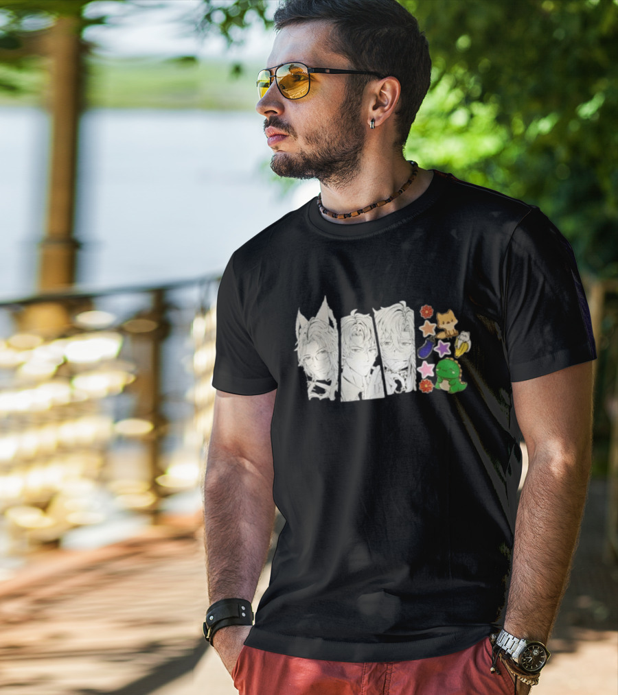 Vox Akuma Mysta Rias Ike Eveland Nijisanji EN Luxiem Vtuber Characters Cute Animal Stickers And Star Designs T-Shirt