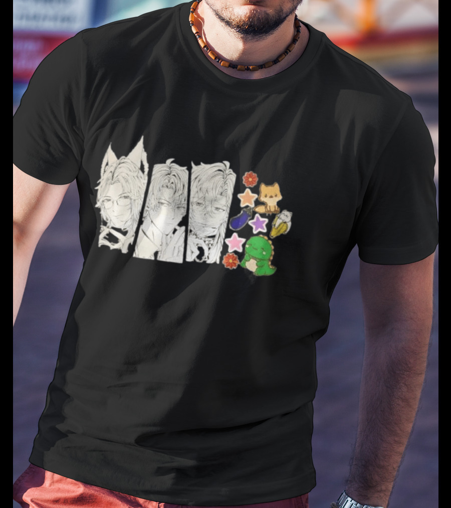 Vox Akuma Mysta Rias Ike Eveland Nijisanji EN Luxiem Vtuber Characters Cute Animal Stickers And Star Designs T-Shirt