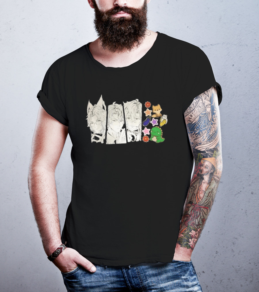 Vox Akuma Mysta Rias Ike Eveland Nijisanji EN Luxiem Vtuber Characters Cute Animal Stickers And Star Designs T-Shirt