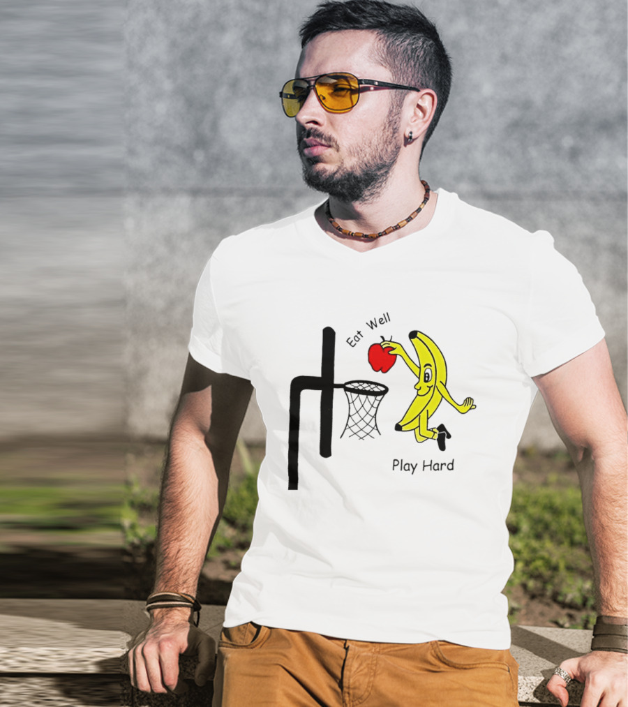 Banana Squad Basketball Eat Well Play Hard Dunking Apple T-Shirt