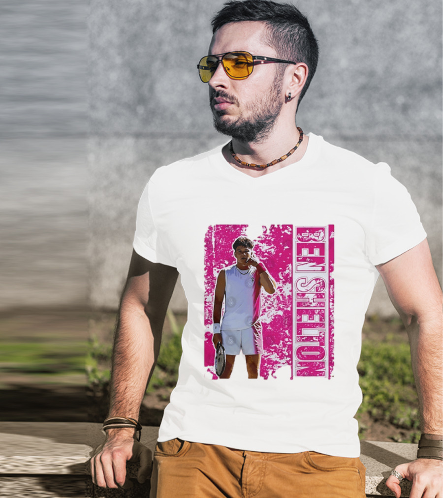 Ben Shelton Tennis Star Distressed Pink T-Shirt