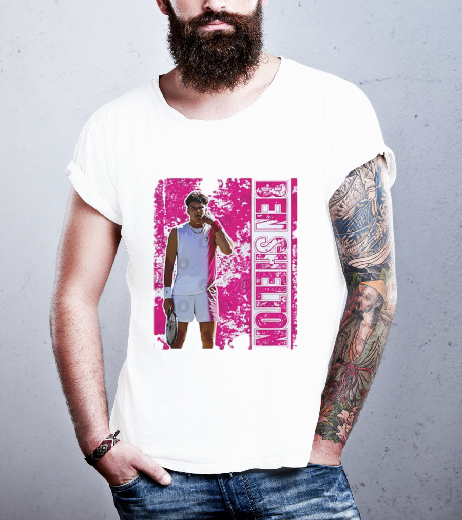 Ben Shelton Tennis Star Distressed Pink T-Shirt