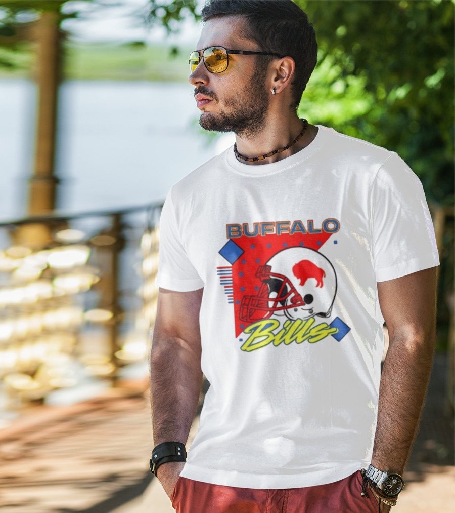 Buffalo Bills Football Helmet Retro 90s T-Shirt