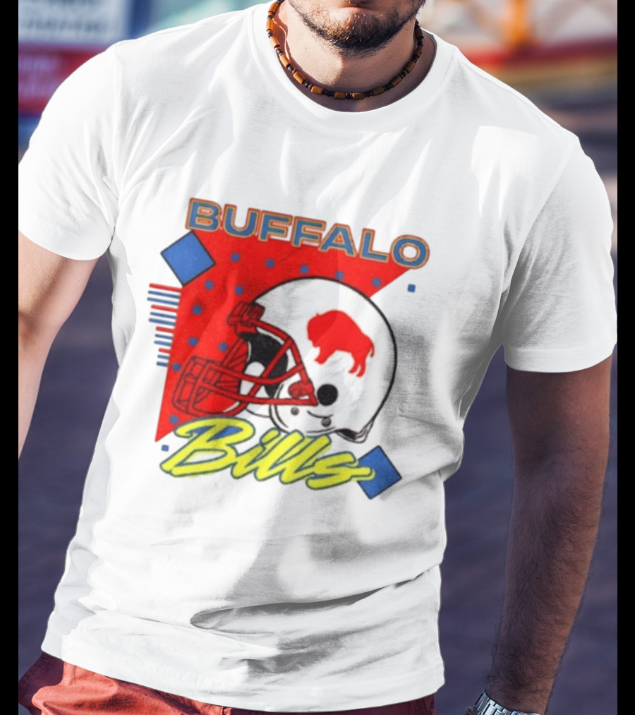 Buffalo Bills Football Helmet Retro 90s T-Shirt