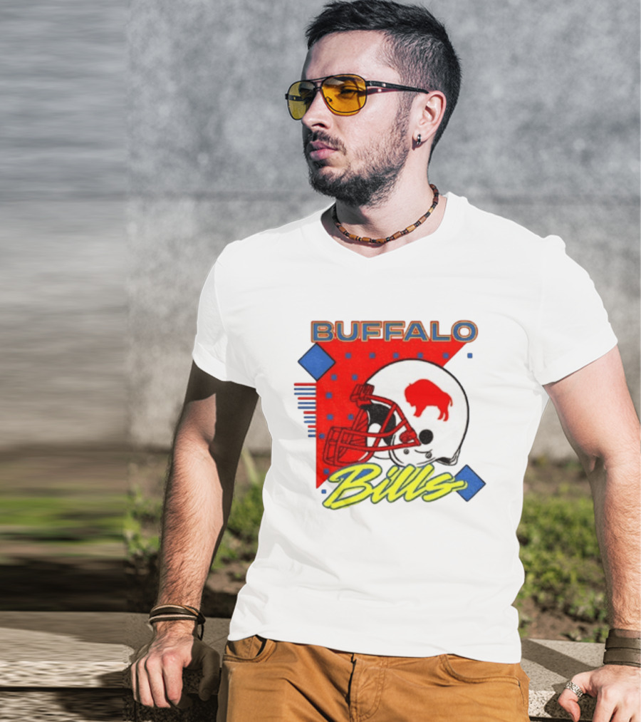 Buffalo Bills Football Helmet Retro 90s T-Shirt