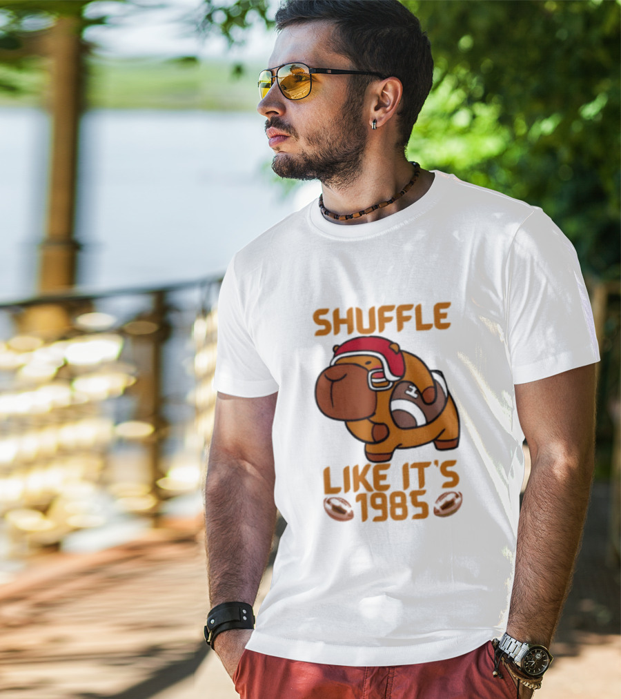 Shuffle Like It's 1985 Capybara With Headphones T-Shirt